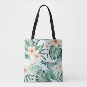 Tote Bag Fleurs tropicales, motif feuillage luxuriant.
