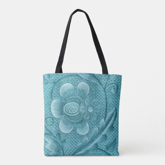 Tote Bag Fleurs turquoise (Dos)