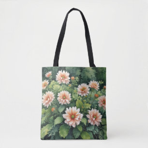Tote Bag Fleurs Verdure Elégante Aquarelle
