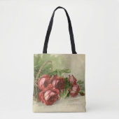 Tote Bag Fleurs victoriennes vintages, Roses rouges (Devant)
