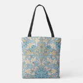 Tote Bag Fleurs vintages, feuillage bleu clair transparent (Dos)