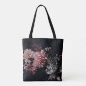 Tote Bag Fleurs vintages. Peines, tulipes, lis, hydrangée (Dos)