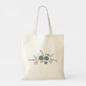 Tote Bag Fleurs Whimsical Turquoise Gris Rose Flow Floral (Dos)