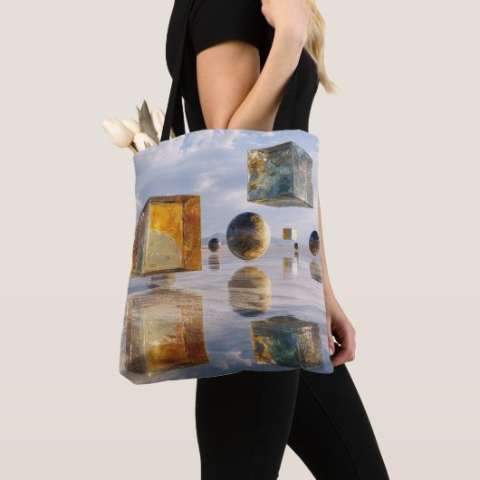 Tote Bag Floating Geometric Marvels Over Water (De près)