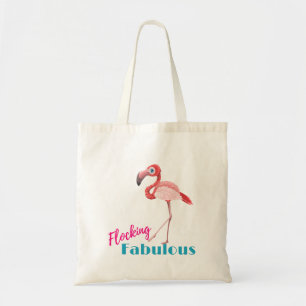 Tote Bag Flocking Fabulous Typography avec Flamant rose ros