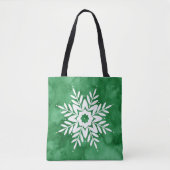 Tote Bag Flocon de neige abstrait aquarelle verte (Devant)