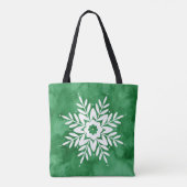 Tote Bag Flocon de neige abstrait aquarelle verte (Dos)