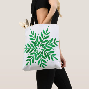 Tote Bag Flocon de neige aquarelle émeraude