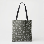 Tote Bag Flocon de neige blanc hiver Pin foncé Vert (Devant)