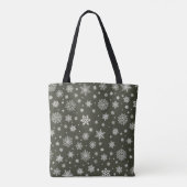 Tote Bag Flocon de neige blanc hiver Pin foncé Vert (Dos)