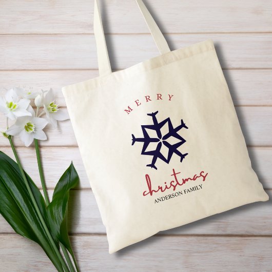 Tote Bag Flocon de neige d'avion bleu de Noël Aviation mode