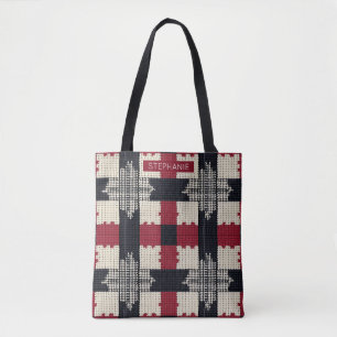 Tote Bag Flocon de neige de Knit rustique - Boho d'hiver co