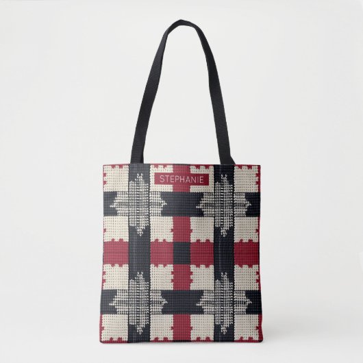 Tote Bag Flocon de neige de Knit rustique - Boho d'hiver co (Devant)