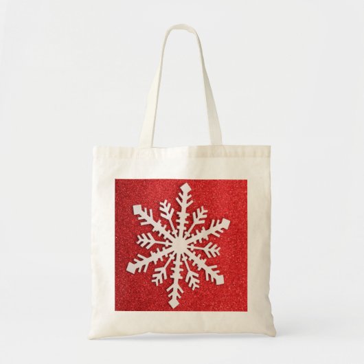 Tote Bag Flocon de neige décoratif rouge de Noël personnali (Devant)