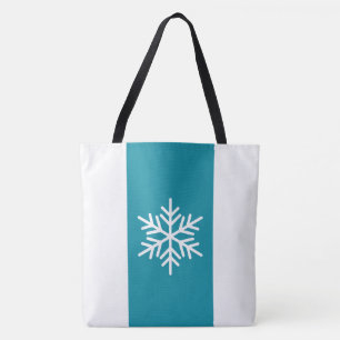 Tote Bag Flocon de neige élégant rayures verticales bleu sa