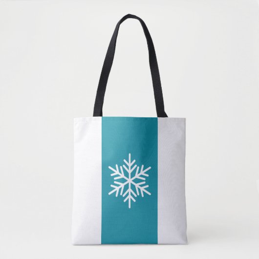 Tote Bag Flocon de neige élégant Turquoise Bleu Blanc Bleu (Devant)