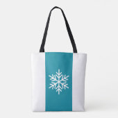 Tote Bag Flocon de neige élégant Turquoise Bleu Blanc Bleu (Dos)