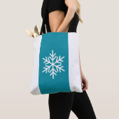 Tote Bag Flocon de neige élégant Turquoise Bleu Blanc Bleu (De près)