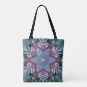 Tote Bag Flocon de neige floral rose bleu vert (Dos)