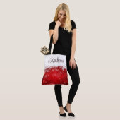 Tote Bag Flocon de neige rouge et blanc d'hiver (Sur le modèle)