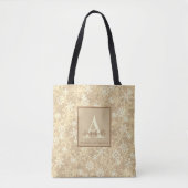 Tote Bag Flocon de neige sépia moderne & monogramme initial (Devant)