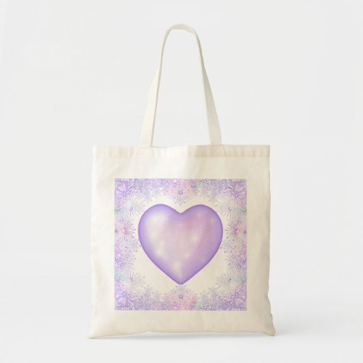 Tote Bag flocon de neige violet clair et coeur étincelant (Devant)