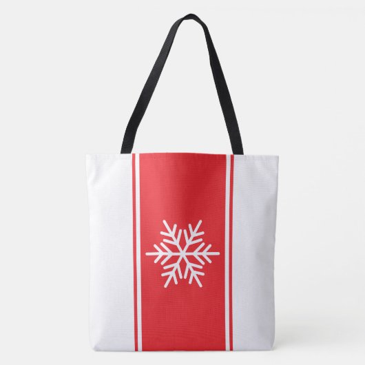Tote Bag Flocons de neige à rayures de course blanches roug (Devant)