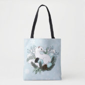 Tote Bag Flocons de neige bleu Ermine blanche  (Devant)