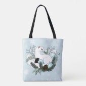 Tote Bag Flocons de neige bleu Ermine blanche  (Dos)