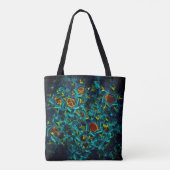 Tote Bag Flor virtuel em azul gradiente, estilhaçada (Dos)