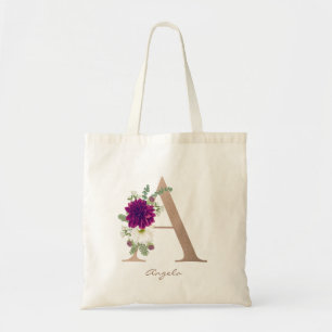 Tote Bag Flora Bouquet Lettre monographie A Bridesmaid