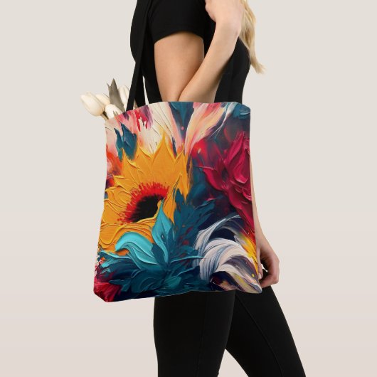 Tote Bag Floraison radieuse – Expression florale abstraite  (De près)