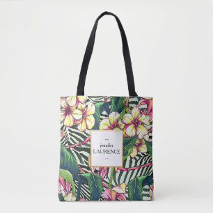 Tote Bag Floral audacieux hawaïen de Plumeria personnalis