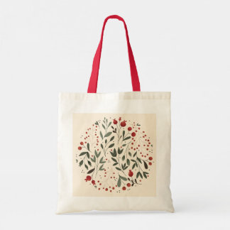 Tote Bag Floral Berry Circle Design