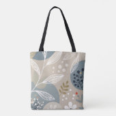 Tote Bag Floral blanc mod sur beige et vert (Dos)