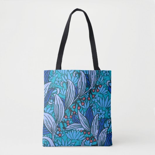 Tote Bag Floral bleu ancien Boho moderne (Devant)