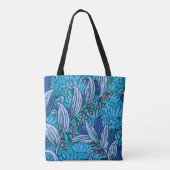 Tote Bag Floral bleu ancien Boho moderne (Dos)