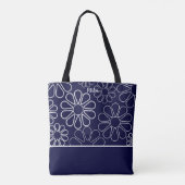 Tote Bag Floral bleu et blanc monogramme (Dos)