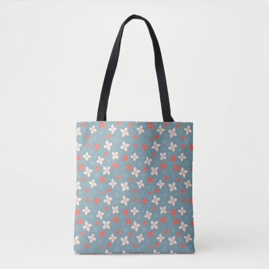 Tote Bag Floral bleu et orange (Devant)