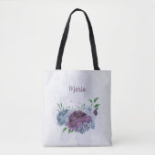 Tote Bag Floral bleu pourpre (Devant)