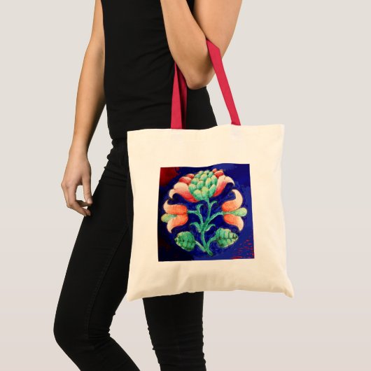 Tote Bag FLORAL, bleu rose vert (Devant (produit))