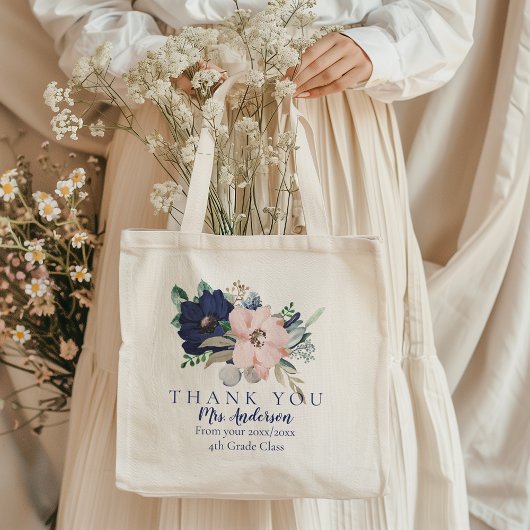 Tote Bag Floral Bouquet Enseignant Merci Classe Cadeau Four