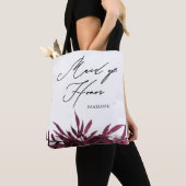 Tote Bag Floral Bourgogne avec femme d'honneur Script (De près)
