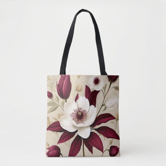 Tote Bag Floral Bourgogne Plante Botanique (Devant)