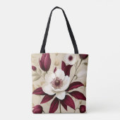 Tote Bag Floral Bourgogne Plante Botanique (Dos)