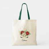 Tote Bag Floral Christmas Unicorn Nom personnalisé (Dos)