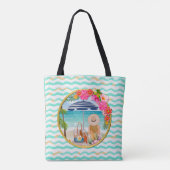 Tote Bag Floral customisé avec cercle or sur un tissu Retou (Dos)
