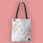 Tote Bag Floral d'aquarelle rose monogramme moderne<br><div class="desc">Ajoutez vos initiales personnalisées à l'avant et à l'arrière de ce magnifique sac fourre-tout floral. Le design moderne est dans l'élégante aquarelle rose. Un cadeau élégant pour vous-même,  vos amis et votre famille.</div>