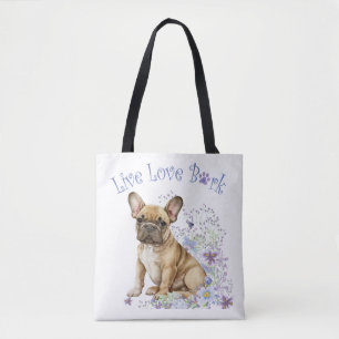 Tote Bag Floral de Bulldog français
