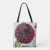 Tote Bag Floral de dahlia rouge foncé (Dos)